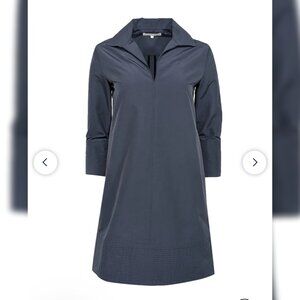 Ann Mashburn - Slate Grey Cotton & Nylon Blend V-Neck Dress